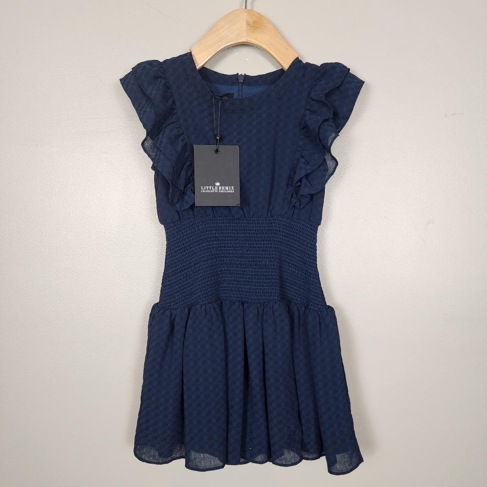 Little Remix enigma smock dress, navy, size 4, nwt